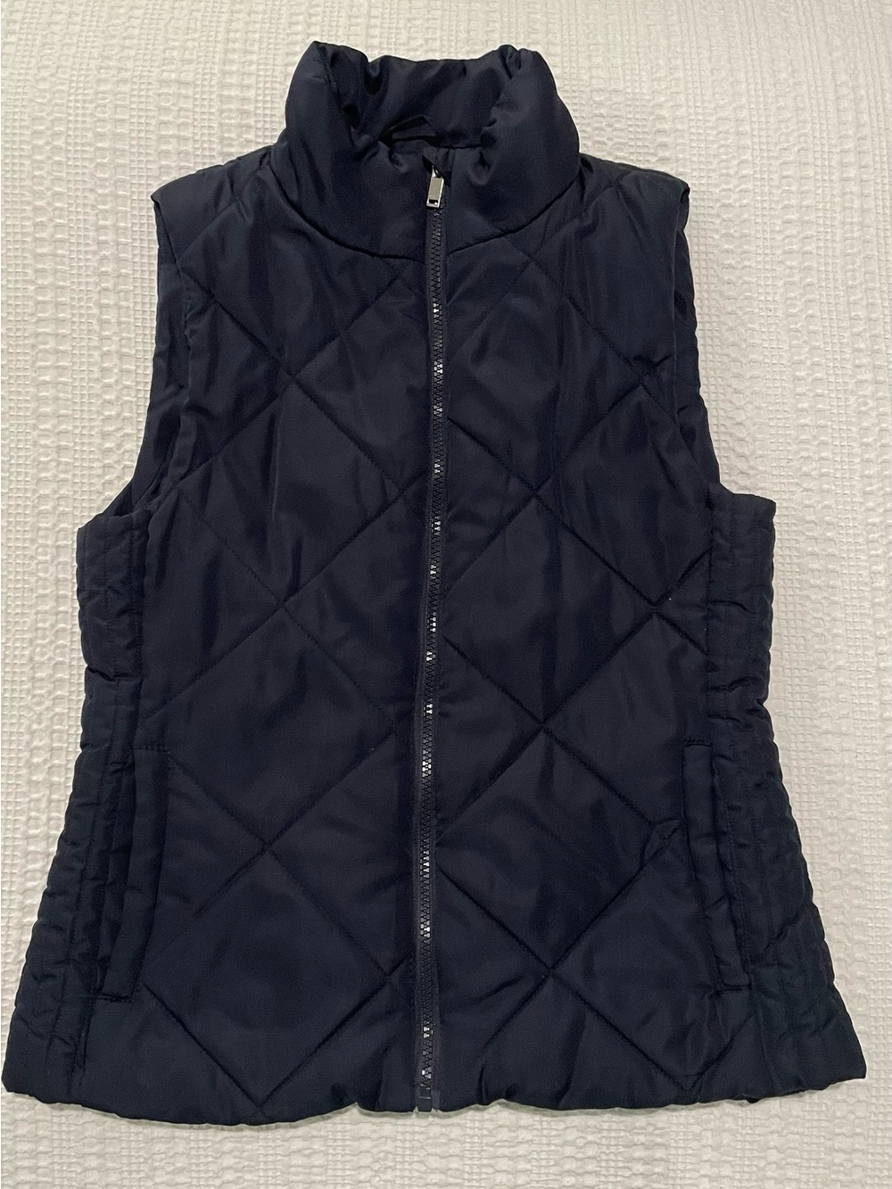 New York & Company Quilted Navy Zip-Front Vest